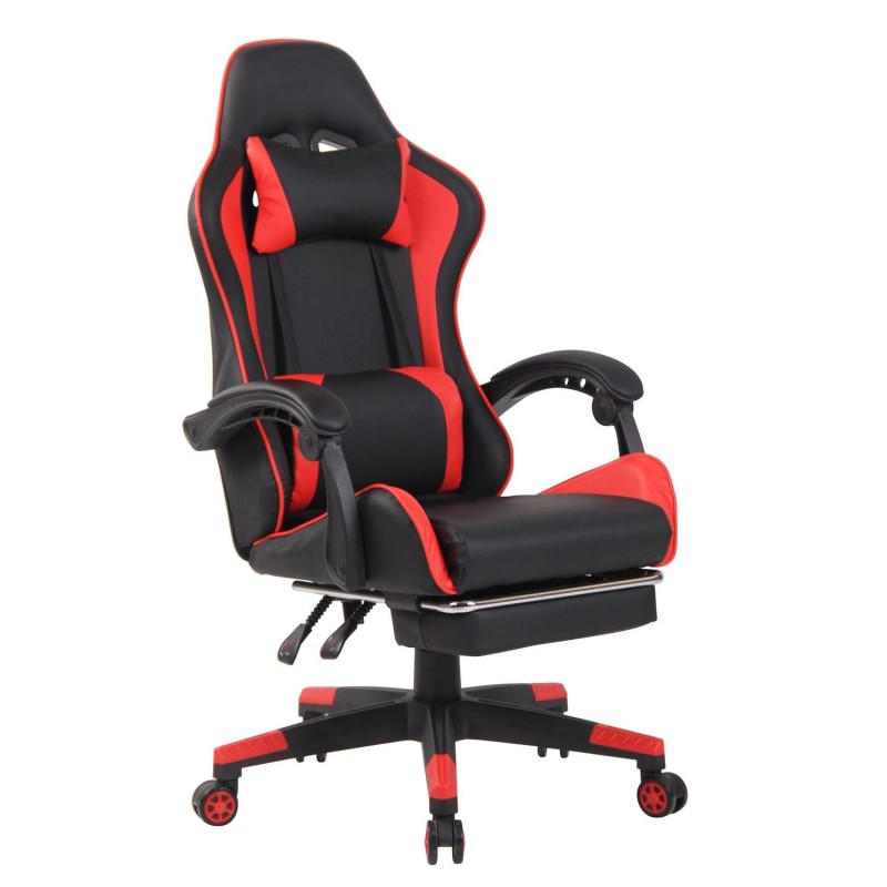 Silla Gaming ATMOS, Con Reposapiés, en Piel color Negro