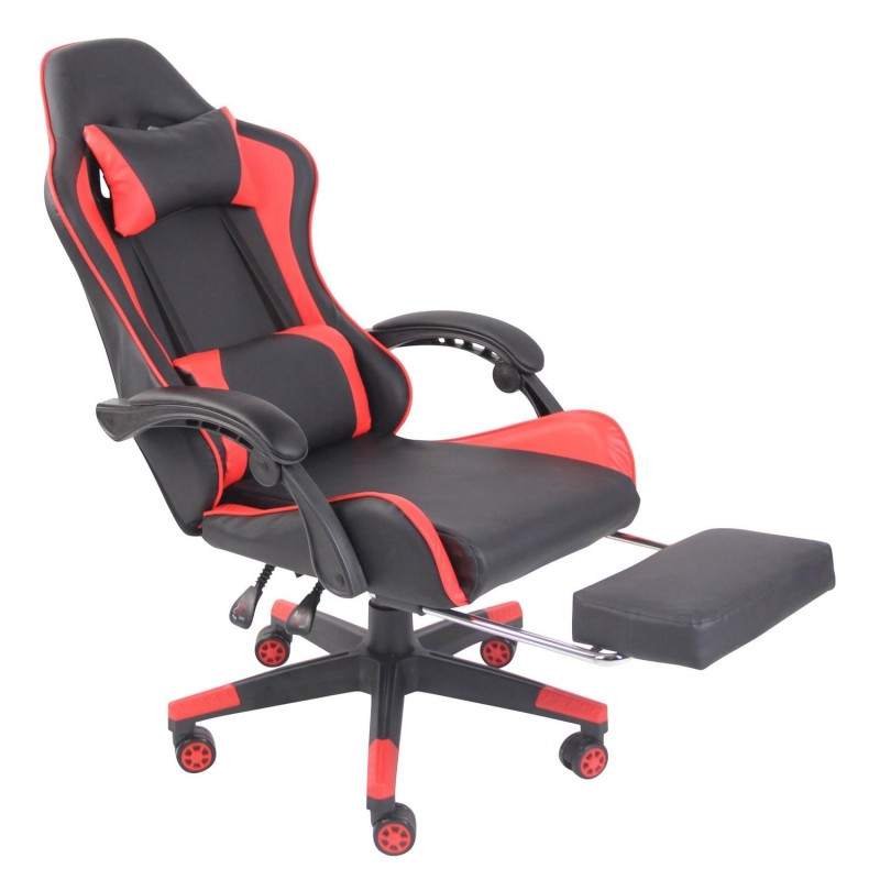 Silla Gaming ATMOS, Con Reposapiés, en Piel color Negro