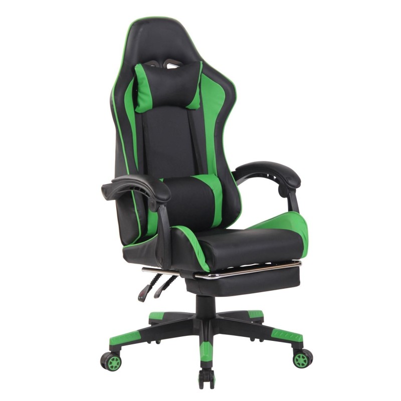 Silla Gaming ATMOS, Con Reposapiés, en Piel color Negro