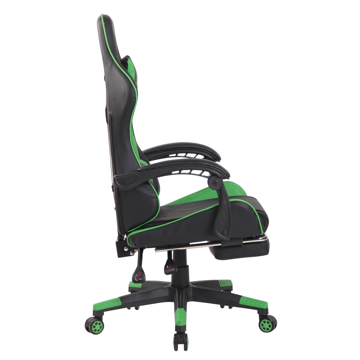 Silla Gaming ATMOS con Reposapiés, Cojines Lumbar y Cervical, en Piel Negra