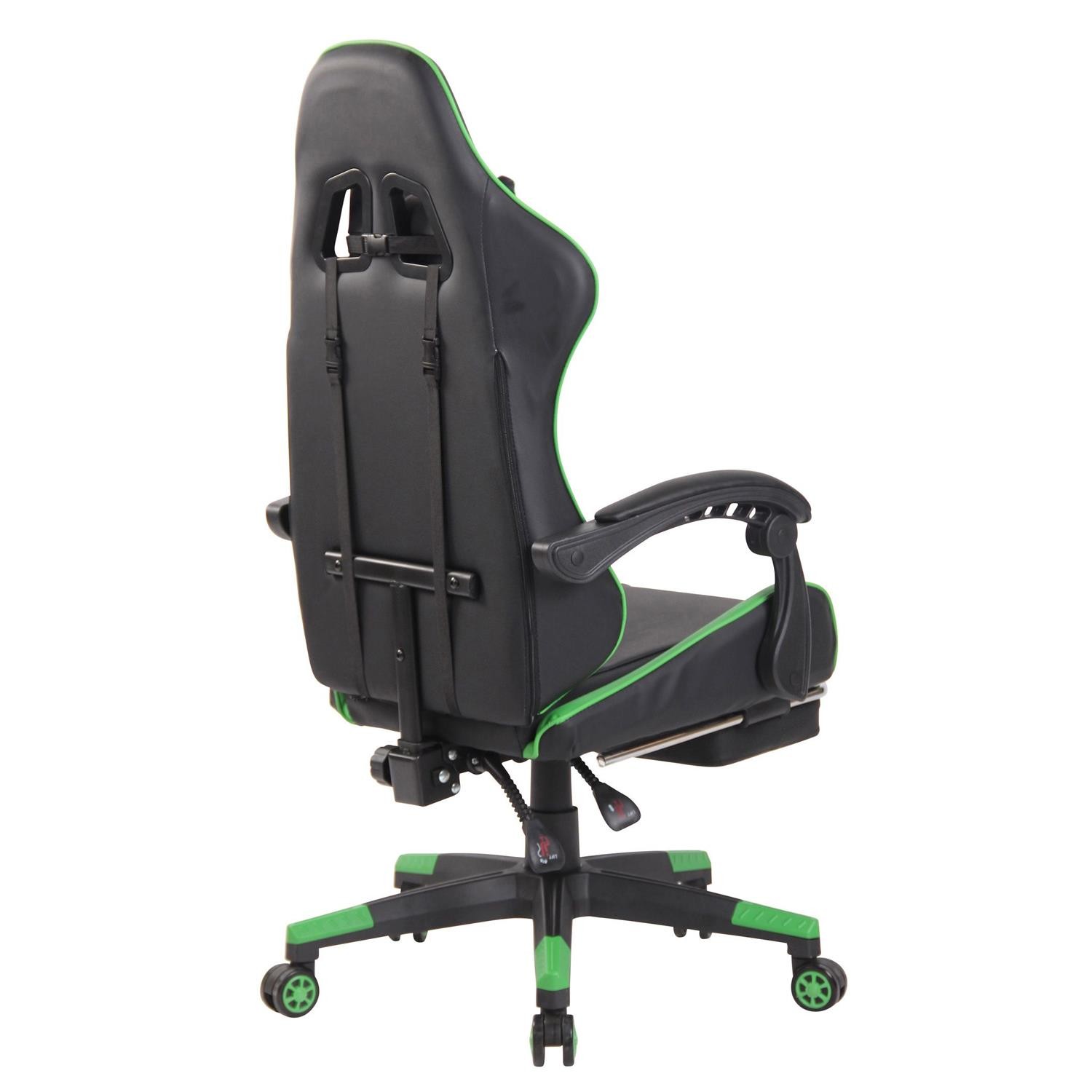 Silla Gaming ATMOS con Reposapiés, Cojines Lumbar y Cervical, en Piel Negra