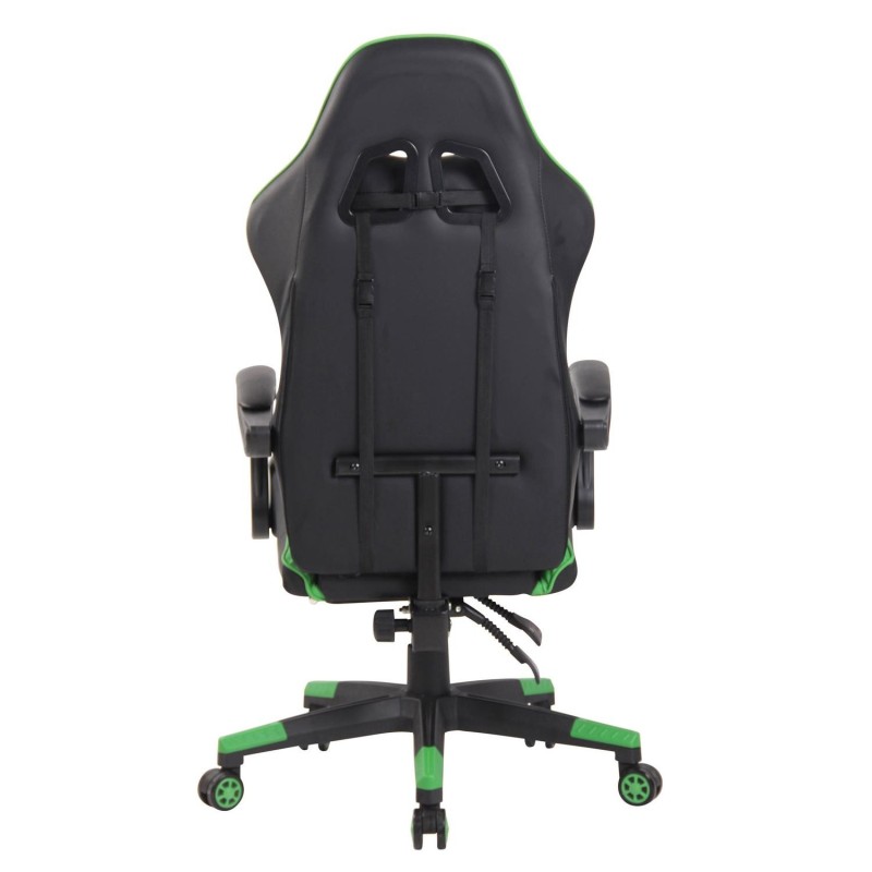 Silla Gaming ATMOS, Con Reposapiés, en Piel color Negro