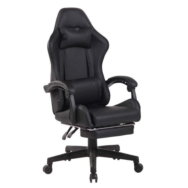 Silla Gaming ATMOS, Con Reposapiés, en Piel color Negro