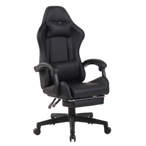 Silla Gaming ATMOS, Con Reposapiés, en Piel color Negro