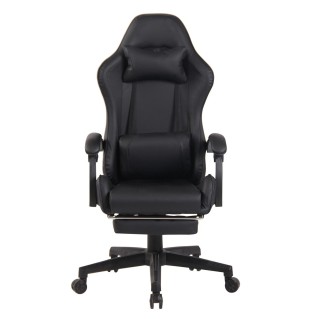 Silla Gaming ATMOS, Con Reposapiés, en Piel color Negro 2