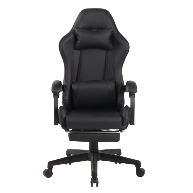 Silla Gaming ATMOS, Con Reposapiés, en Piel color Negro