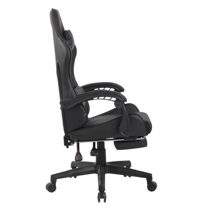 Silla Gaming ATMOS, Con Reposapiés, en Piel color Negro