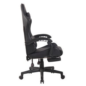 Silla Gaming ATMOS, Con Reposapiés, en Piel color Negro