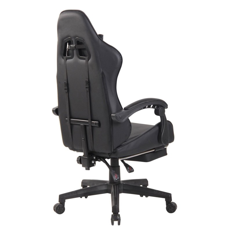 Silla Gaming ATMOS, Con Reposapiés, en Piel color Negro