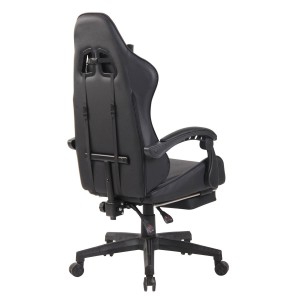 Silla Gaming ATMOS, Con Reposapiés, en Piel color Negro