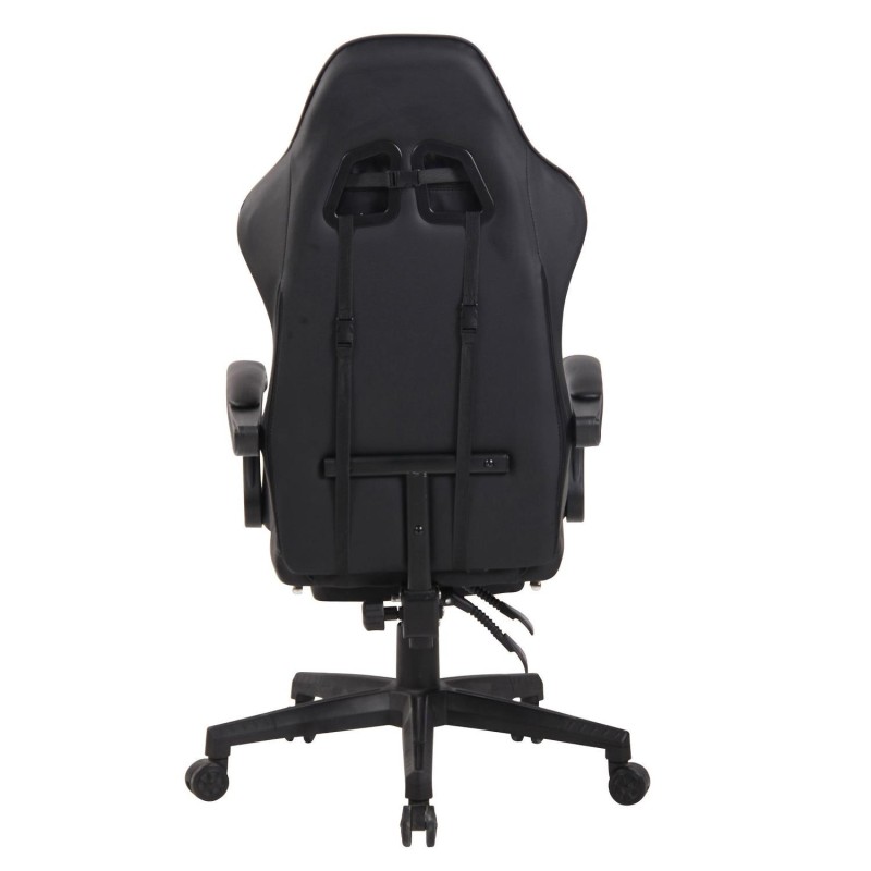 Silla Gaming ATMOS, Con Reposapiés, en Piel color Negro