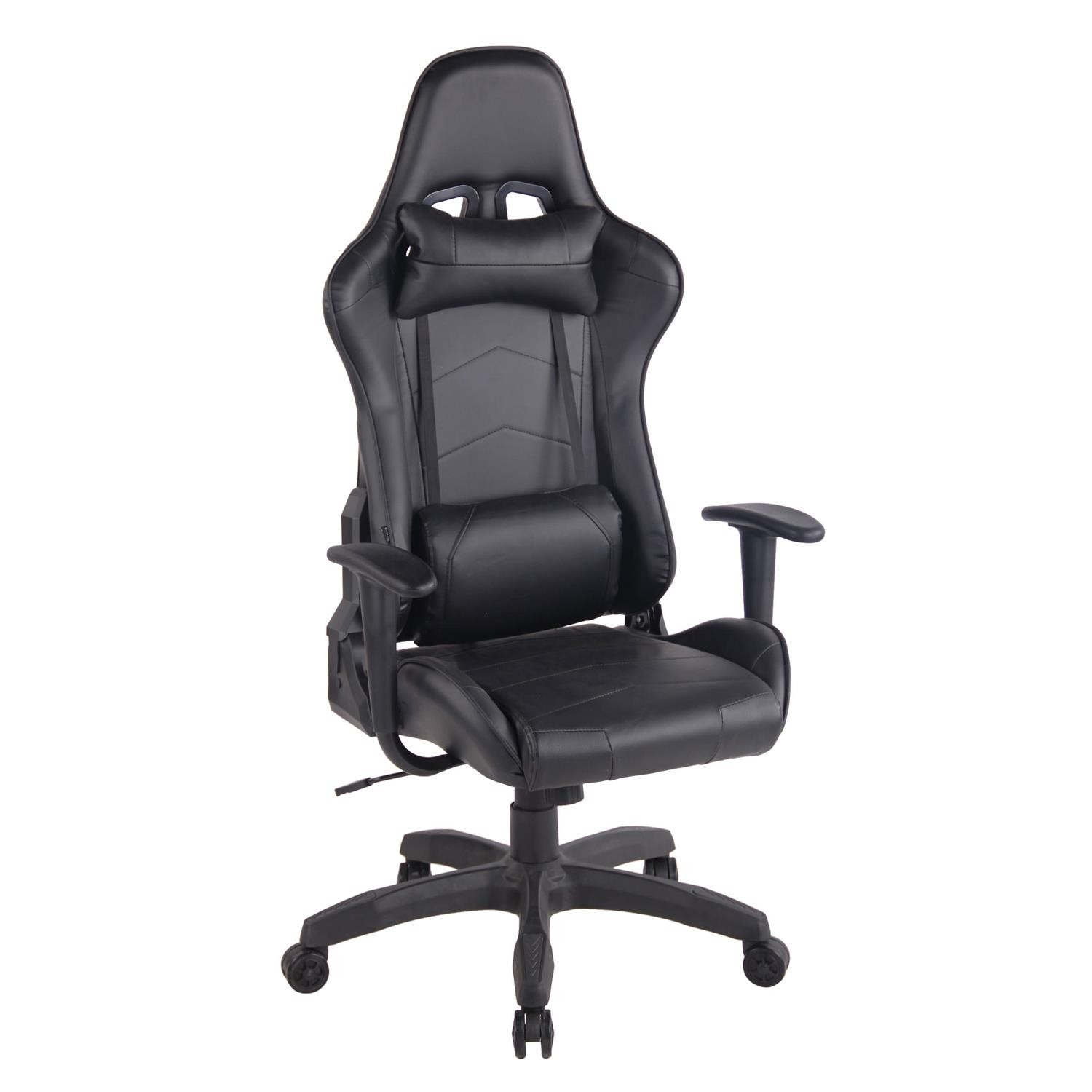 Silla Gaming DARIUS con Reposapiés, Respaldo Reclinable, con Cojines, en Piel Negro