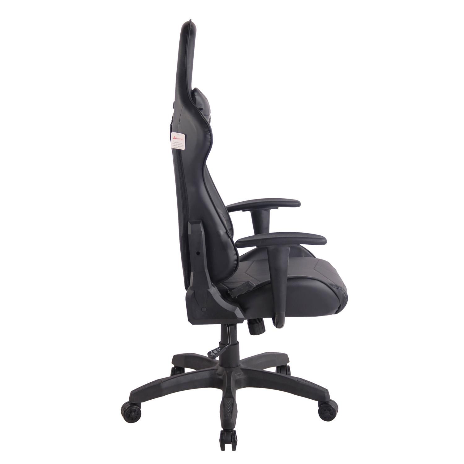 Silla Gaming DARIUS con Reposapiés, Respaldo Reclinable, con Cojines, en Piel Negro