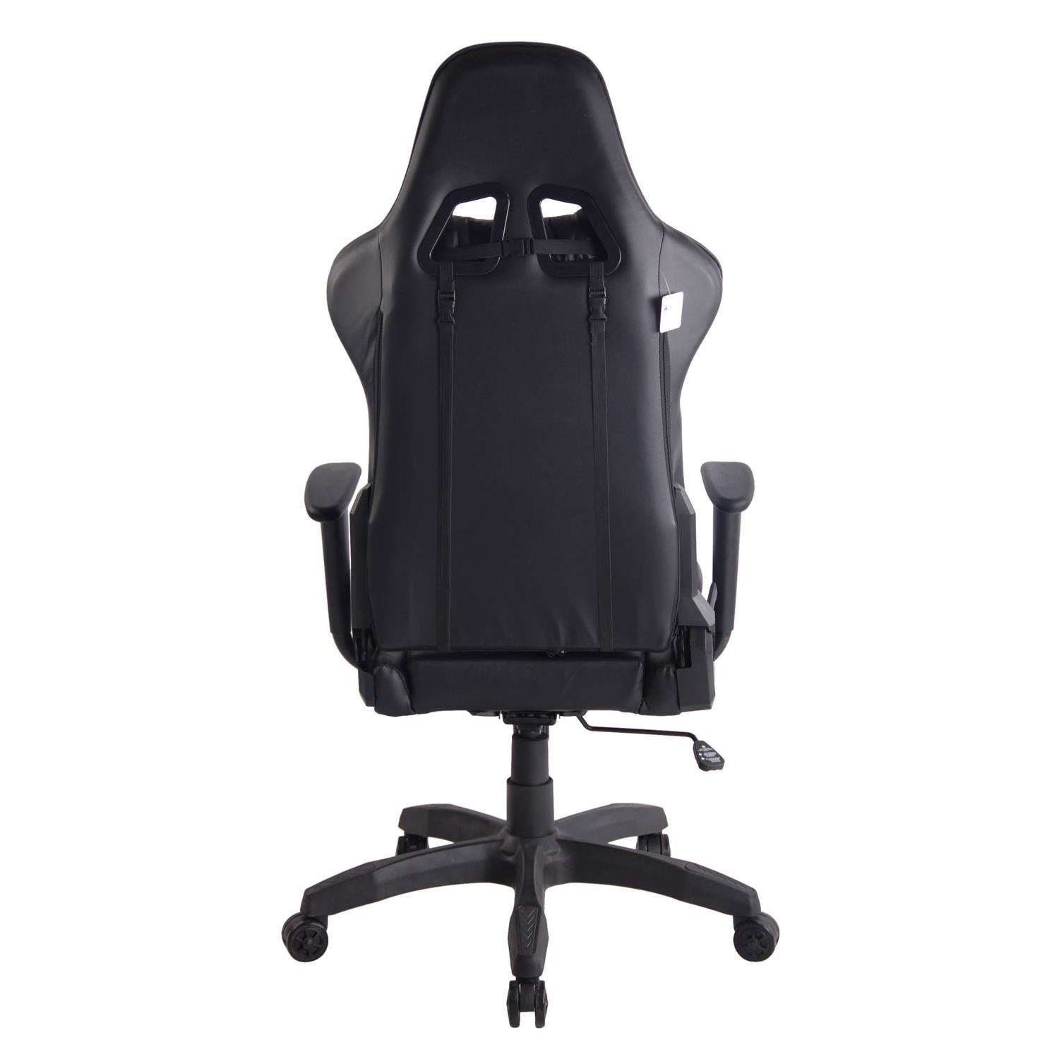 Silla Gaming DARIUS con Reposapiés, Respaldo Reclinable, con Cojines, en Piel Negro