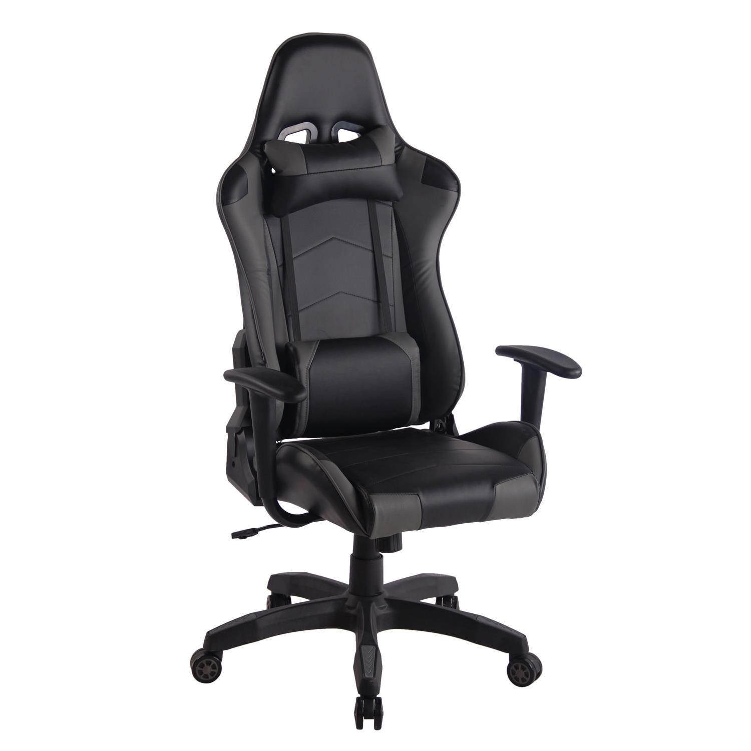 Silla Gaming DARIUS con Reposapiés, Respaldo Reclinable, con Cojines, en Piel Negro