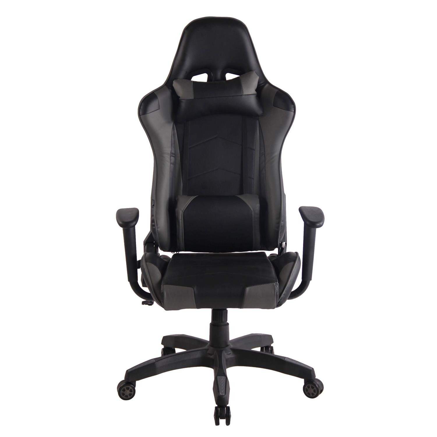 Silla Gaming DARIUS con Reposapiés, Respaldo Reclinable, con Cojines, en Piel Negro