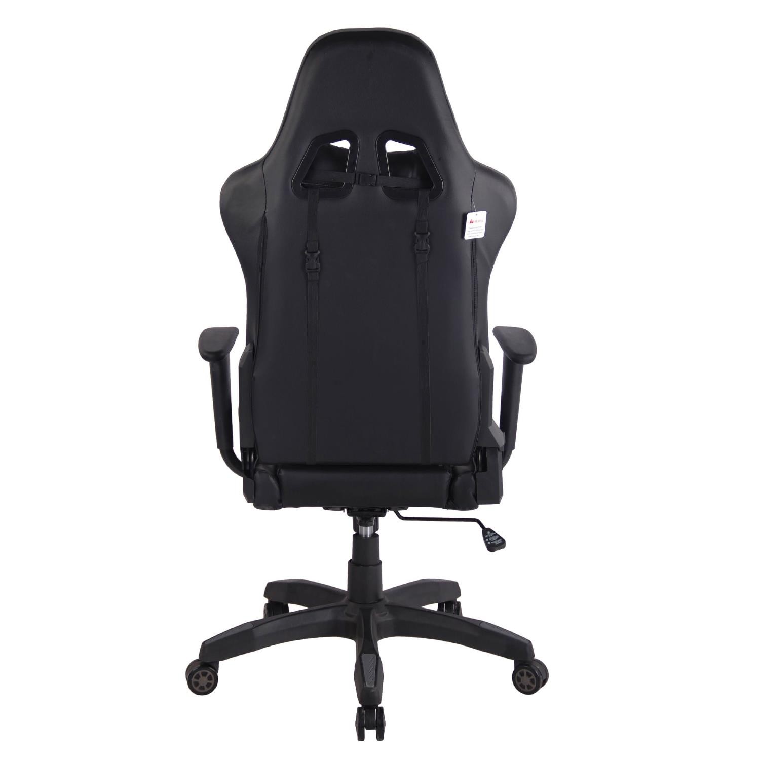 Silla Gaming DARIUS con Reposapiés, Respaldo Reclinable, con Cojines, en Piel Negro