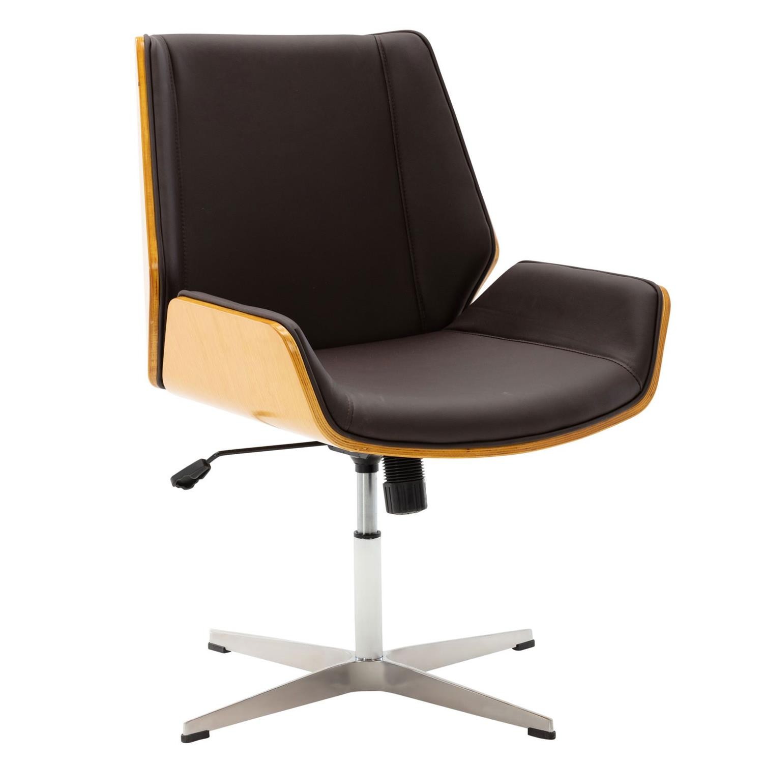 Silla de Confidente IRON, Giratoria 360º, Ajustable en Altura, Respaldo Basculante, en Piel color Marrón