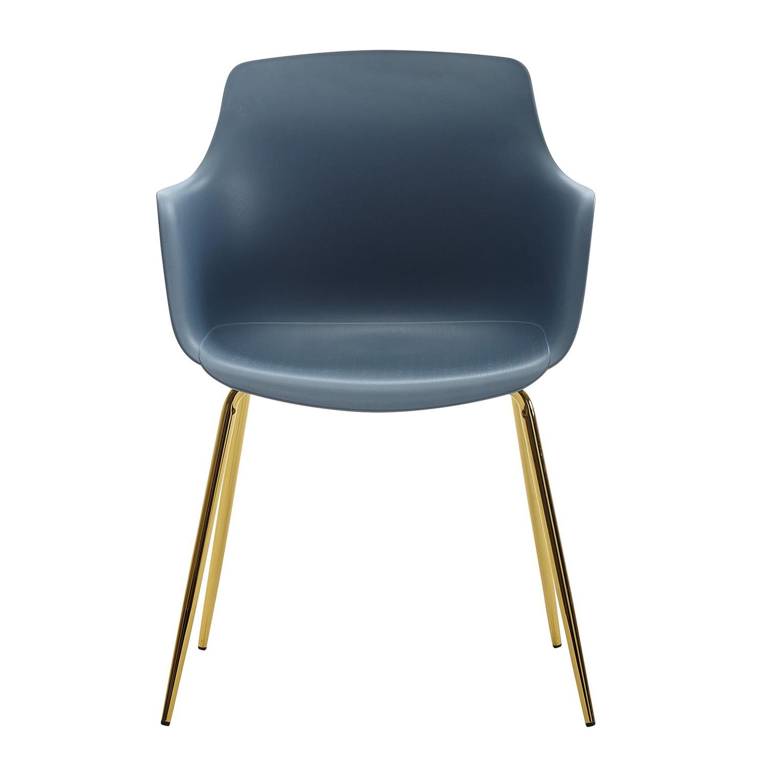 Lote de 2 Sillas de Confidente ATINO, Diseño Moderno, Patas Metálicas Doradas, color Negro
