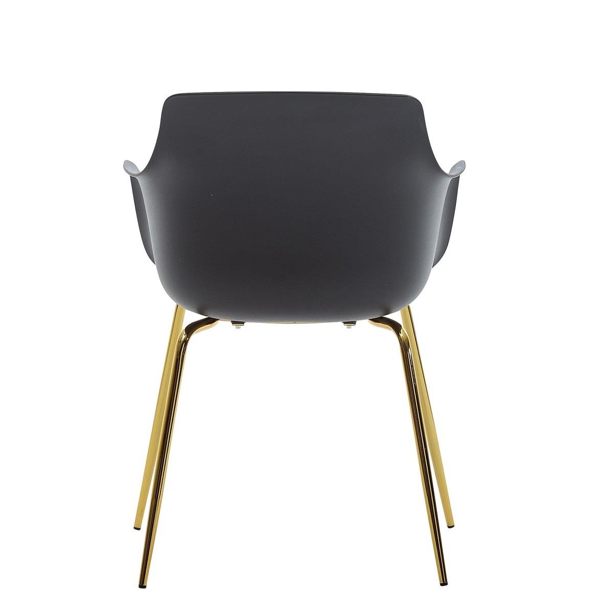 Lote de 2 Sillas de Confidente ATINO, Diseño Moderno, Patas Metálicas Doradas, color Negro