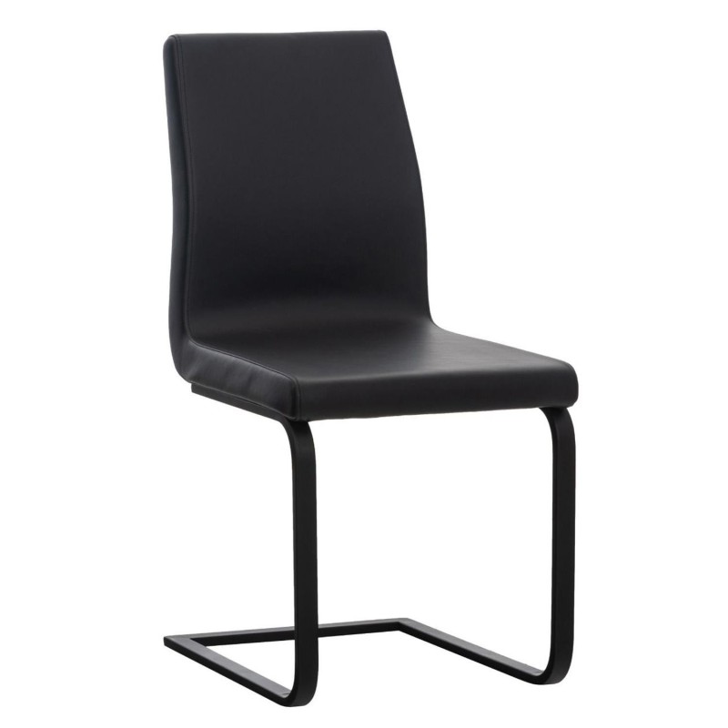 Silla de Confidente ELARA, Estructura en Acero inoxidable, Tapizada en Piel color Negro