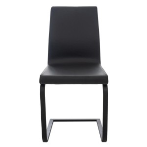 Silla de Confidente ELARA, Estructura en Acero inoxidable, Tapizada en Piel color Negro