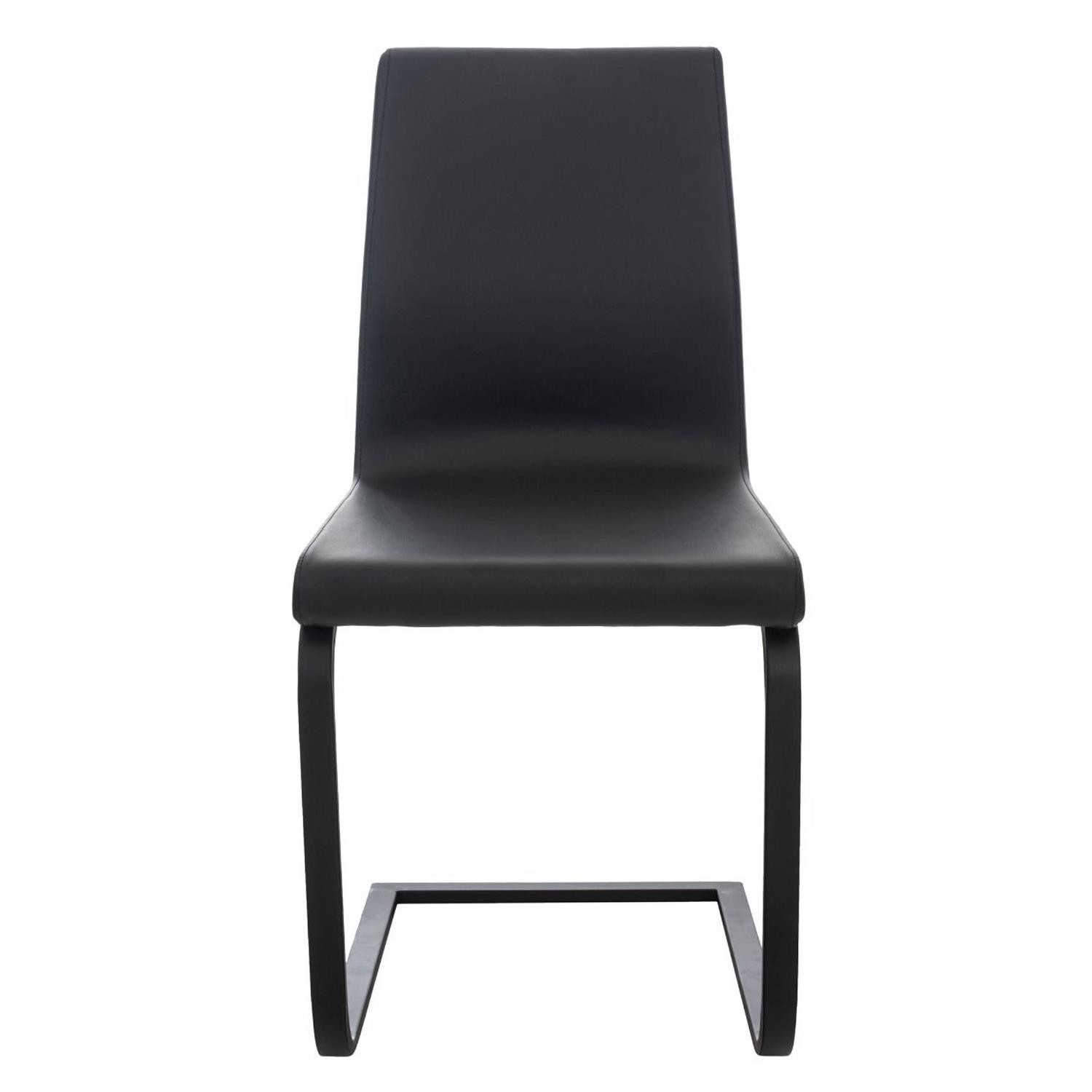 Silla de Confidente ELARA, Gran Acolchado, Tapizada en Piel color Negro