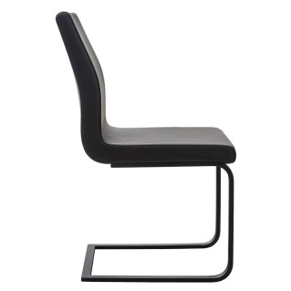 Silla de Confidente ELARA, Estructura en Acero inoxidable, Tapizada en Piel color Negro 2