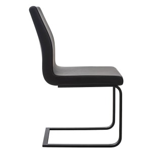 Silla de Confidente ELARA, Estructura en Acero inoxidable, Tapizada en Piel color Negro