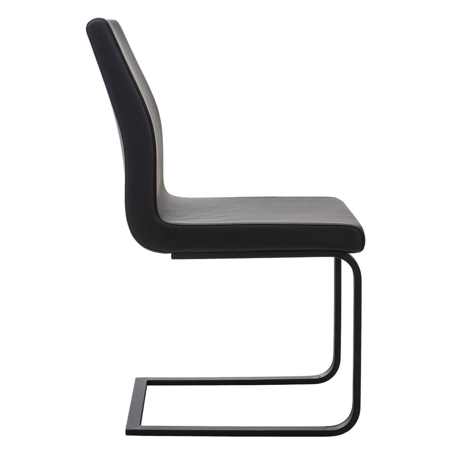 Silla de Confidente ELARA, Gran Acolchado, Tapizada en Piel color Negro