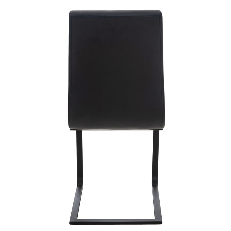 Silla de Confidente ELARA, Estructura en Acero inoxidable, Tapizada en Piel color Negro