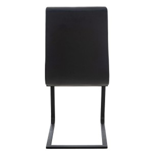 Silla de Confidente ELARA, Estructura en Acero inoxidable, Tapizada en Piel color Negro