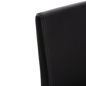 Silla de Confidente ELARA, Estructura en Acero inoxidable, Tapizada en Piel color Negro