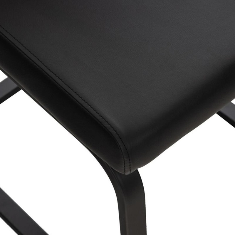 Silla de Confidente ELARA, Estructura en Acero inoxidable, Tapizada en Piel color Negro