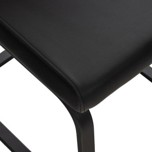 Silla de Confidente ELARA, Estructura en Acero inoxidable, Tapizada en Piel color Negro