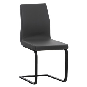 Silla de Confidente ELARA, Estructura en Acero inoxidable, Tapizada en Piel color Negro