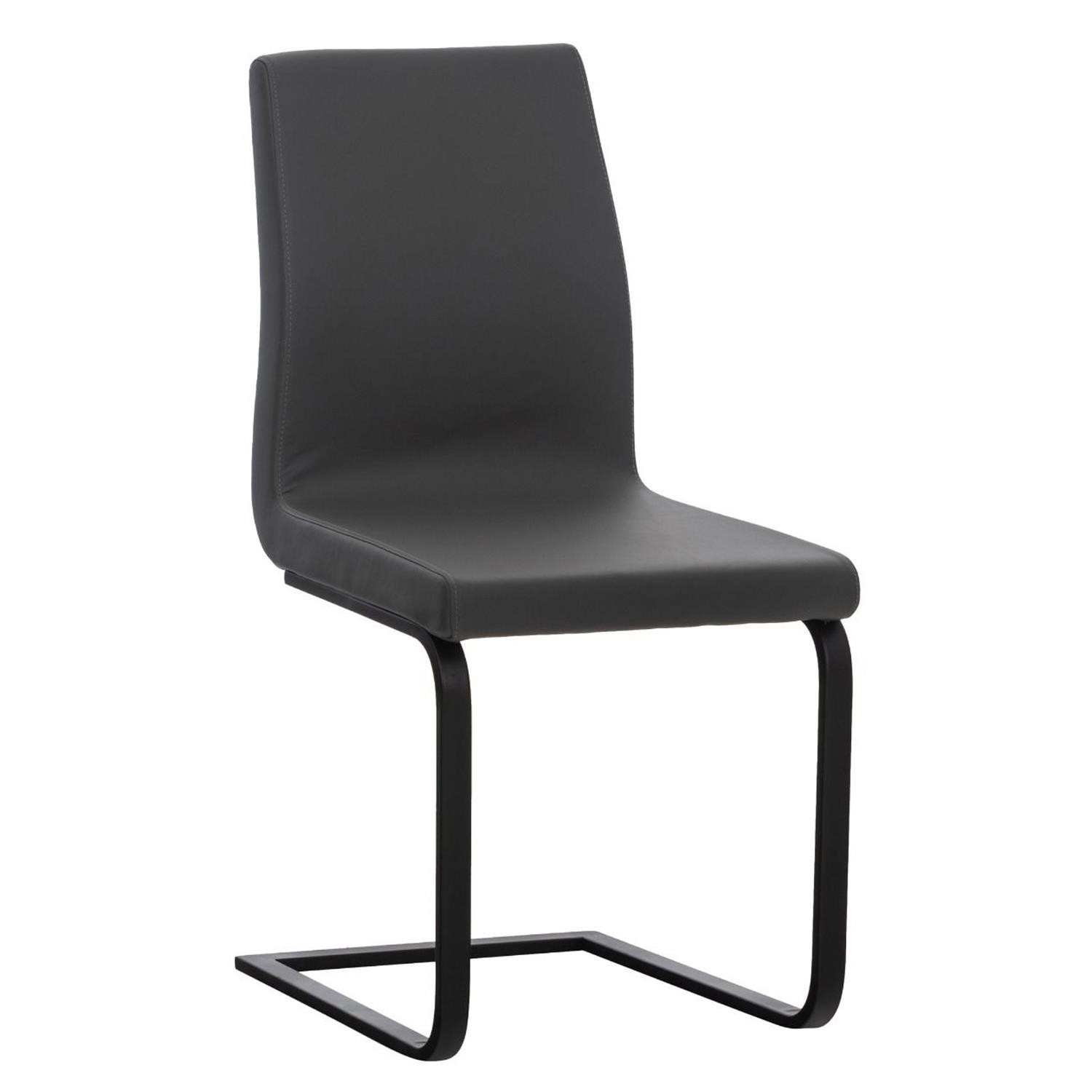 Silla de Confidente ELARA, Gran Acolchado, Tapizada en Piel color Negro