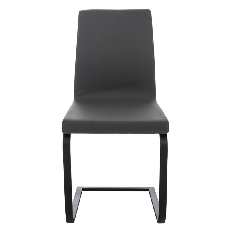 Silla de Confidente ELARA, Estructura en Acero inoxidable, Tapizada en Piel color Negro