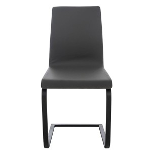 Silla de Confidente ELARA, Estructura en Acero inoxidable, Tapizada en Piel color Negro