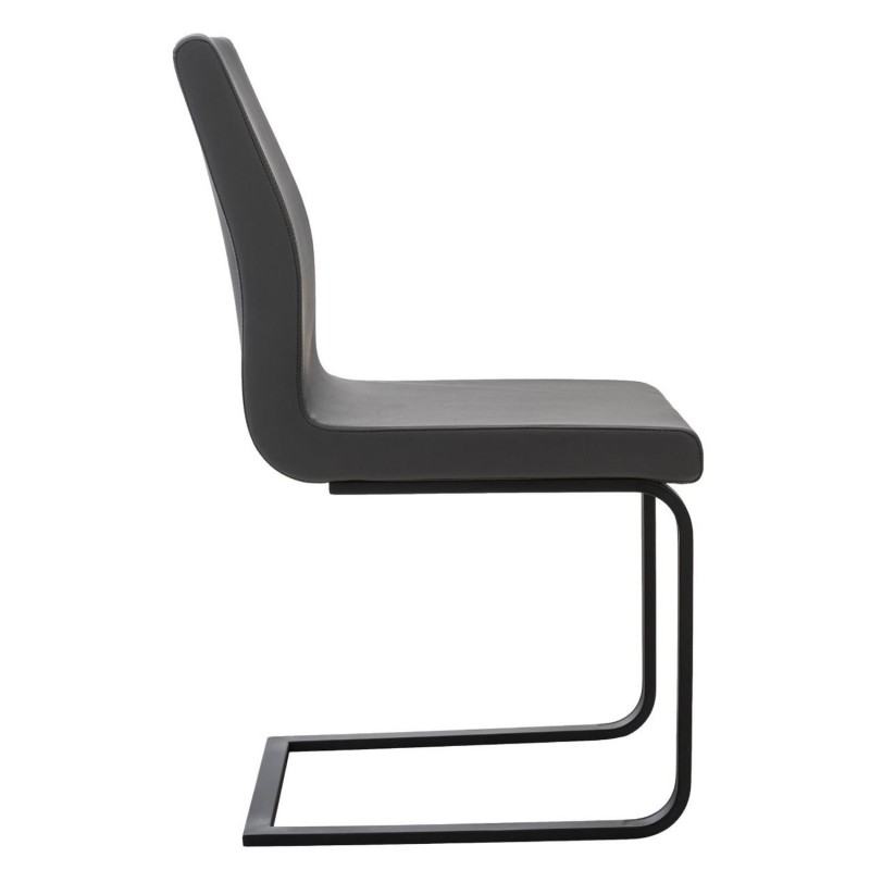 Silla de Confidente ELARA, Estructura en Acero inoxidable, Tapizada en Piel color Negro