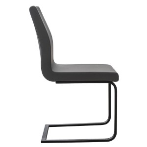 Silla de Confidente ELARA, Estructura en Acero inoxidable, Tapizada en Piel color Negro