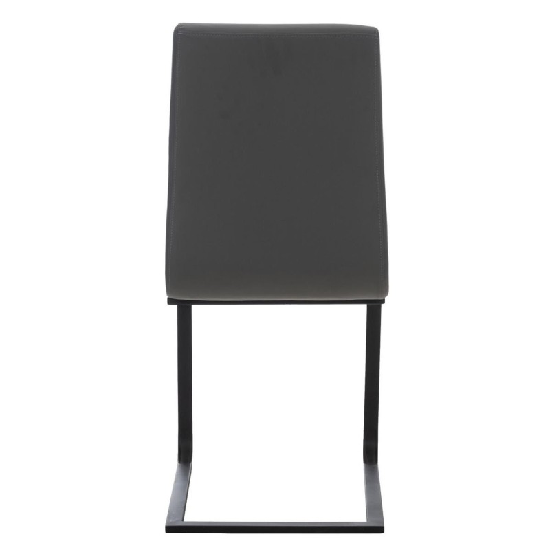 Silla de Confidente ELARA, Estructura en Acero inoxidable, Tapizada en Piel color Negro