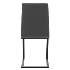 Silla de Confidente ELARA, Estructura en Acero inoxidable, Tapizada en Piel color Negro