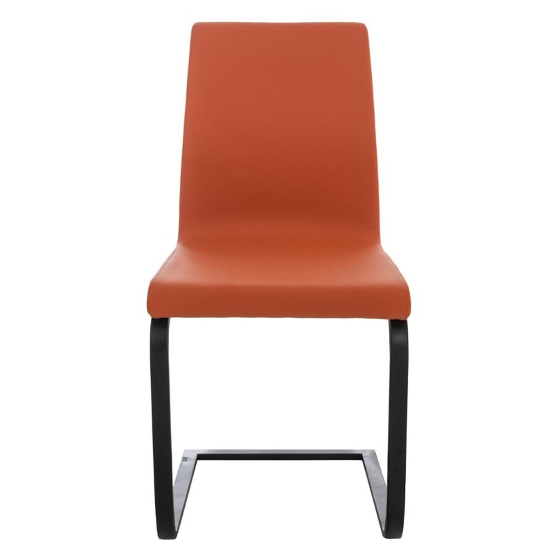 Silla de Confidente ELARA, Estructura en Acero inoxidable, Tapizada en Piel color Negro