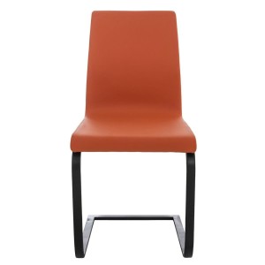 Silla de Confidente ELARA, Estructura en Acero inoxidable, Tapizada en Piel color Negro