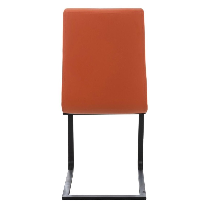 Silla de Confidente ELARA, Estructura en Acero inoxidable, Tapizada en Piel color Negro