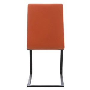 Silla de Confidente ELARA, Estructura en Acero inoxidable, Tapizada en Piel color Negro