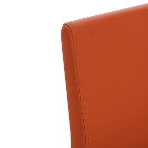 Silla de Confidente ELARA, Estructura en Acero inoxidable, Tapizada en Piel color Negro