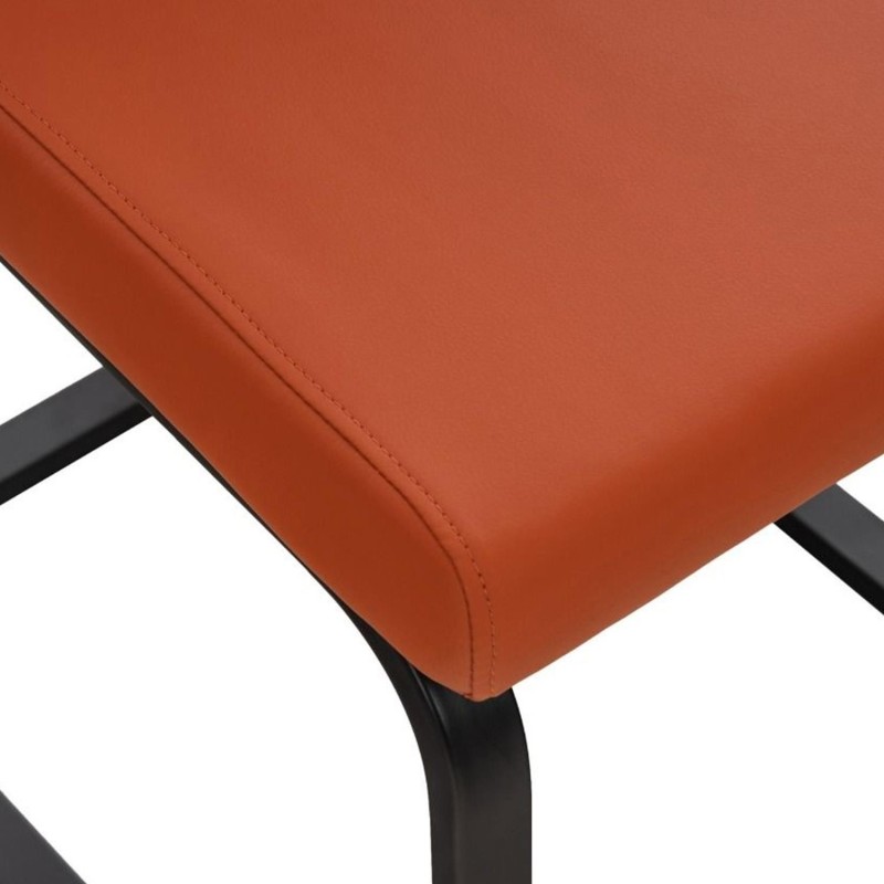 Silla de Confidente ELARA, Estructura en Acero inoxidable, Tapizada en Piel color Negro
