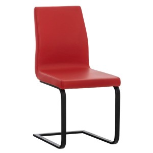 Silla de Confidente ELARA, Estructura en Acero inoxidable, Tapizada en Piel color Negro